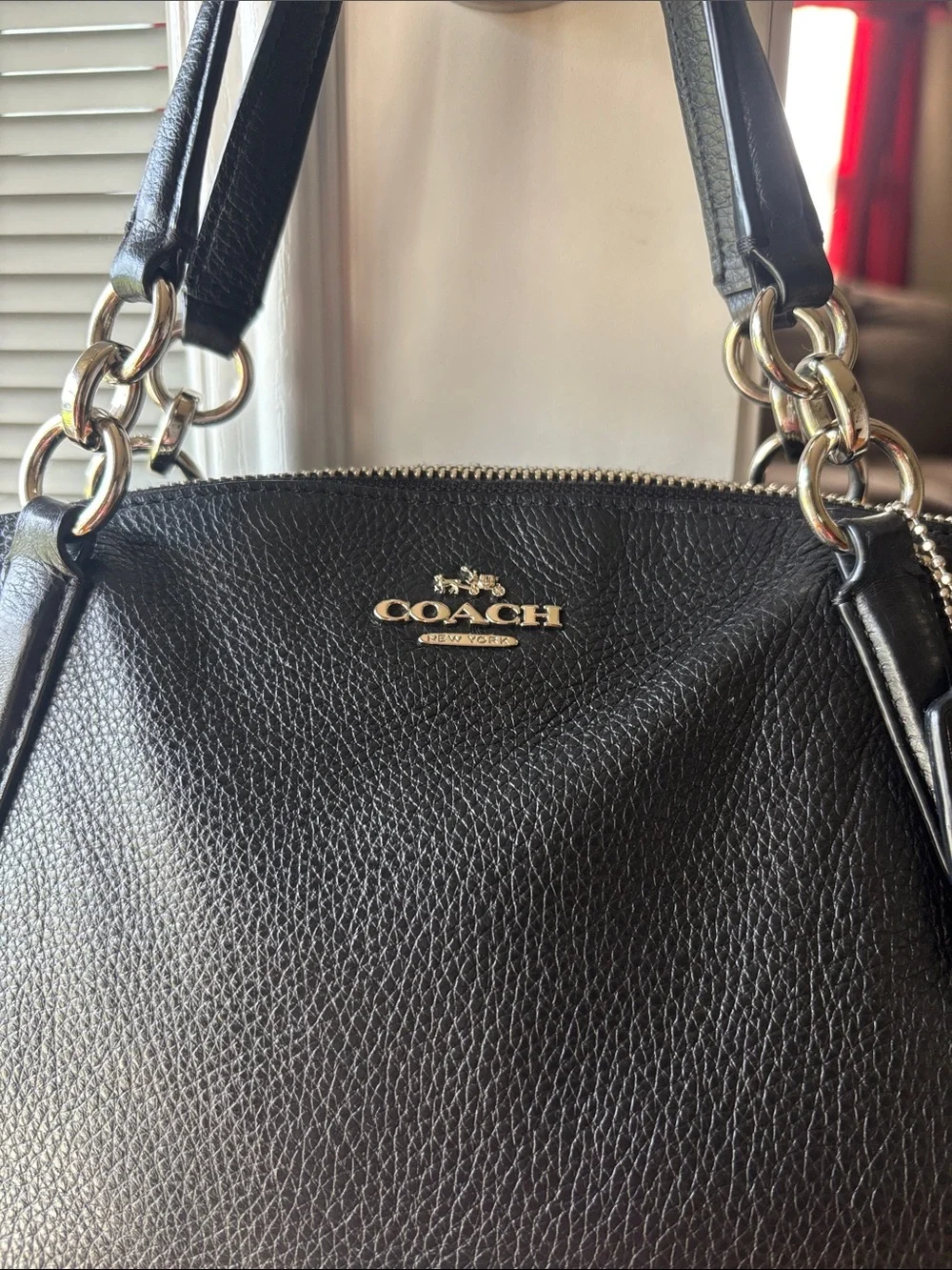 Coach Kelsey Black Pebbled Leather Satchel - Picture 2 of 7